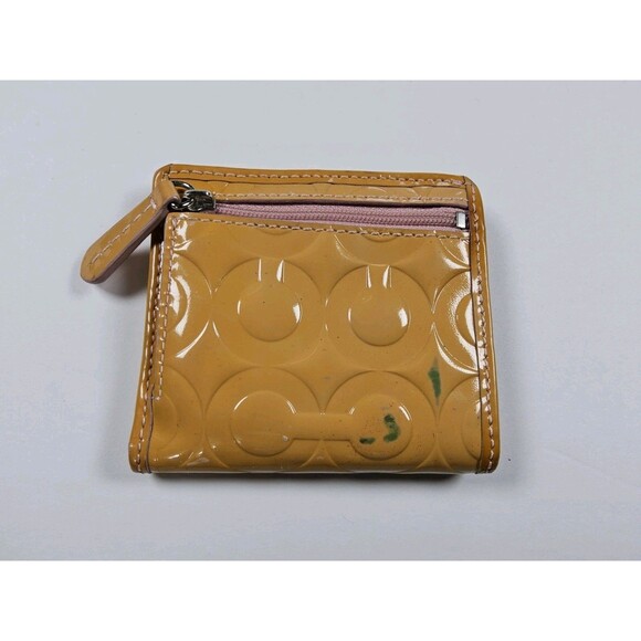 Coach Signature OP Art Patent Bifold Snap Wallet - Picture 3 of 7